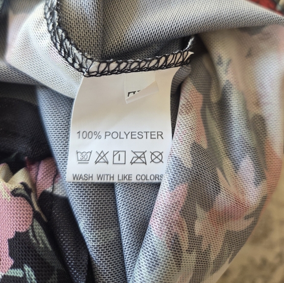 Black Mesh Floral Print Long Sleeve Top - Picture 4 of 6